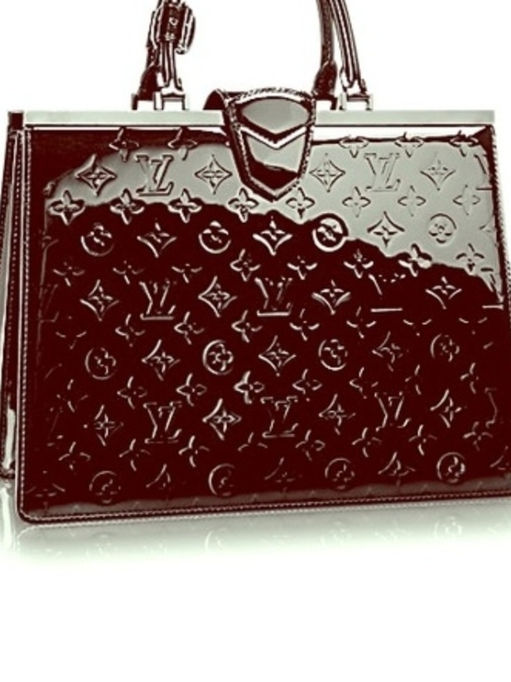 Authentic Louis Vuitton Glossy Monogram Satchel in Burgundy Patent